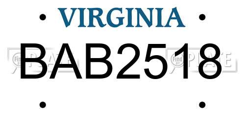 BAB2518 Virginia License Plate