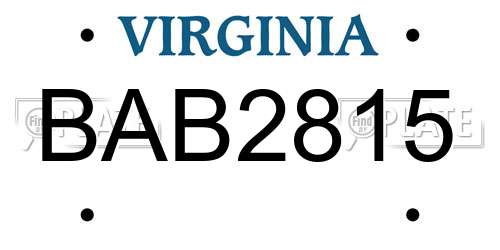 BAB2815 Virginia License Plate