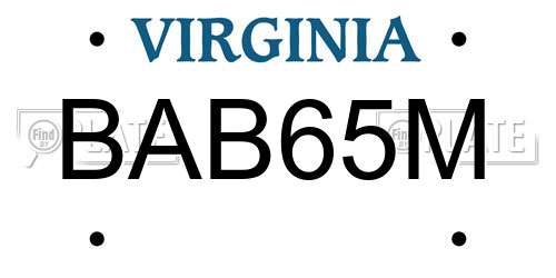 BAB65M Virginia License Plate