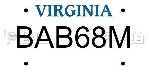 BAB68M Virginia License Plate
