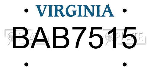 BAB7515 Virginia License Plate
