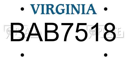 BAB7518 Virginia License Plate