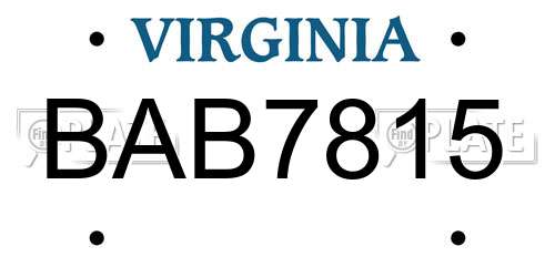 BAB7815 Virginia License Plate