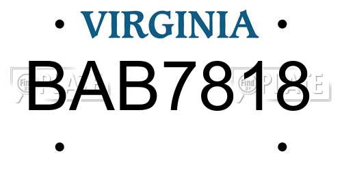 BAB7818 Virginia License Plate