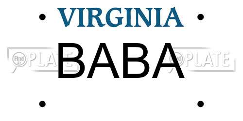 BABA Virginia License Plate
