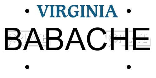 BABACHE Virginia License Plate