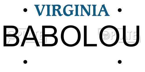 BABOLOU Virginia License Plate
