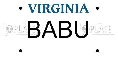 BABU Virginia License Plate
