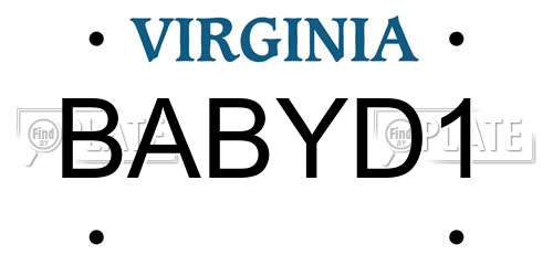 BABYD1 Virginia License Plate