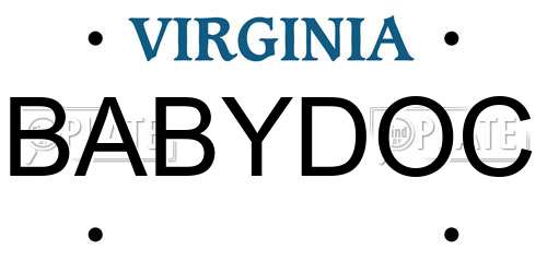 BABYDOC Virginia License Plate