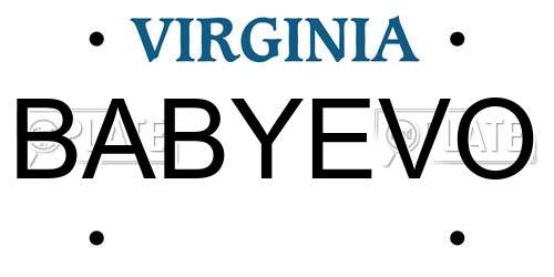 BABYEVO Virginia License Plate