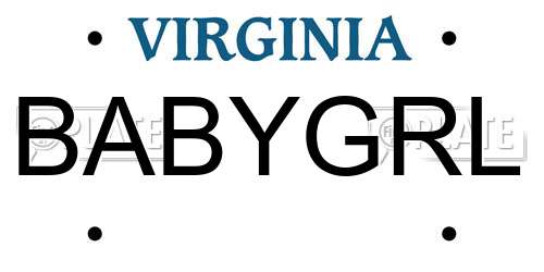 BABYGRL Virginia License Plate