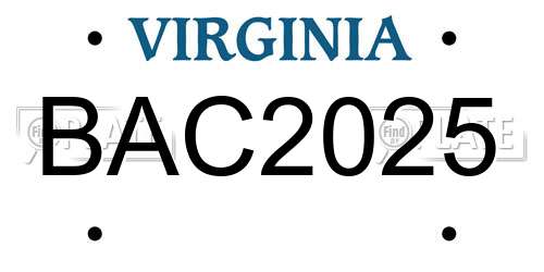 BAC2025 Virginia License Plate
