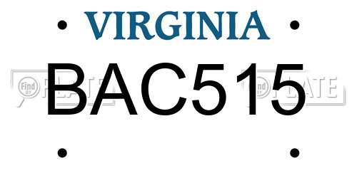 BAC515 Virginia License Plate