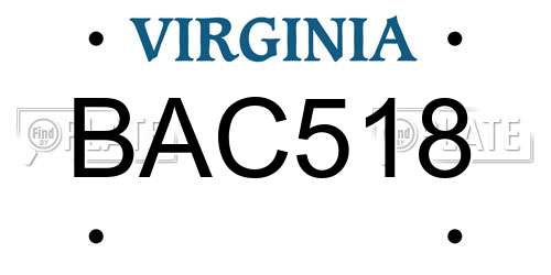 BAC518 Virginia License Plate