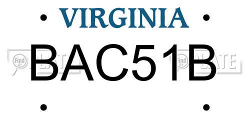 BAC51B Virginia License Plate