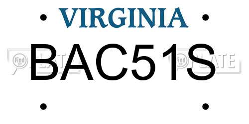 BAC51S Virginia License Plate