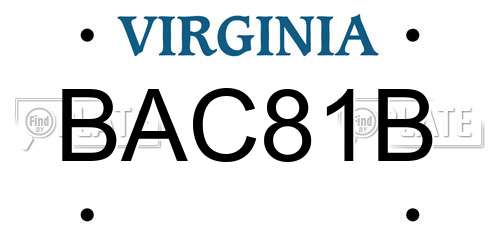 BAC81B Virginia License Plate