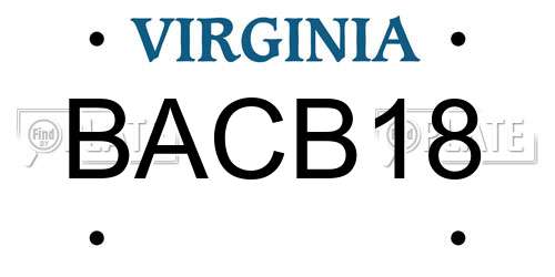 BACB18 Virginia License Plate