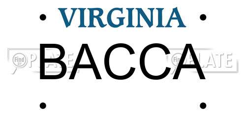 BACCA Virginia License Plate