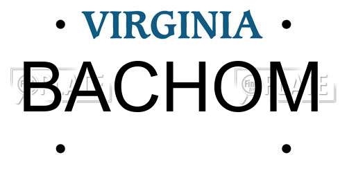 BACHOM Virginia License Plate