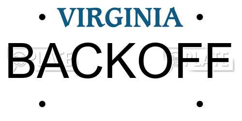 BACKOFF Virginia License Plate