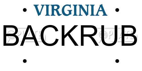 BACKRUB Virginia License Plate