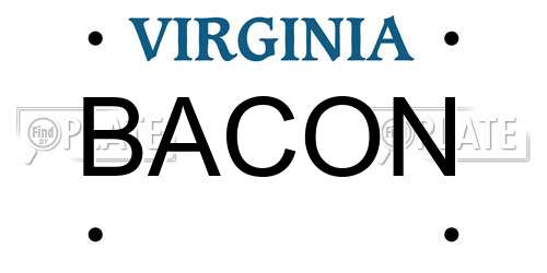BACON Virginia License Plate