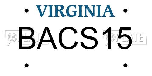 BACS15 Virginia License Plate