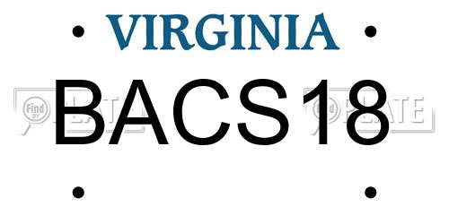 BACS18 Virginia License Plate