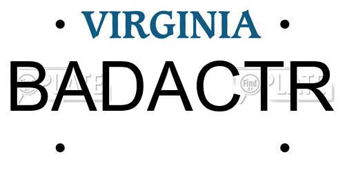 BADACTR Virginia License Plate
