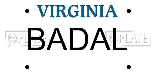 BADAL Virginia License Plate