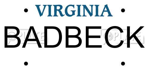 BADBECK Virginia License Plate