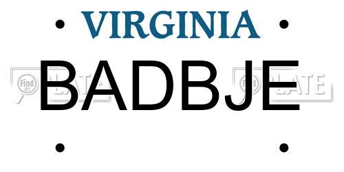 BADBJE Virginia License Plate