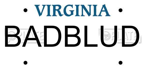 BADBLUD Virginia License Plate