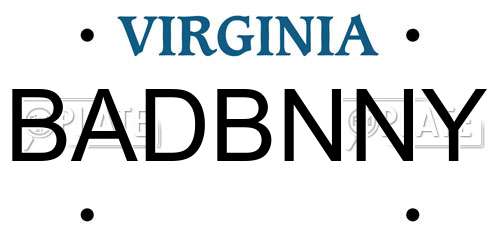 BADBNNY Virginia License Plate