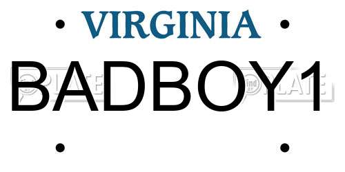 BADBOY1 Virginia License Plate