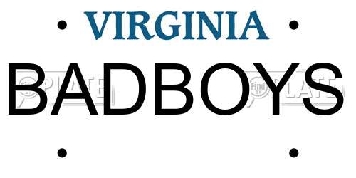 BADBOYS Virginia License Plate