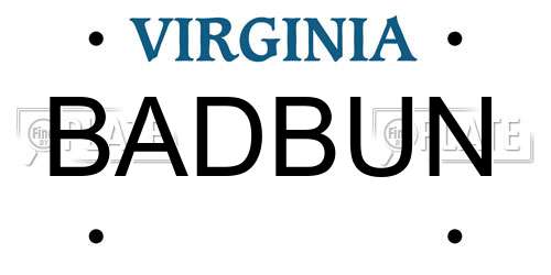 BADBUN Virginia License Plate