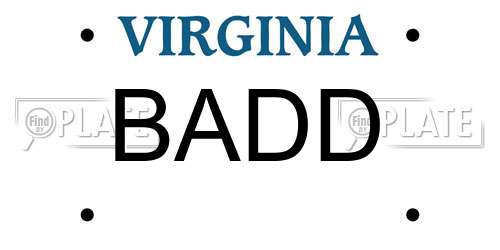 BADD Virginia License Plate