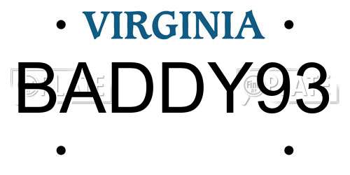 BADDY93 Virginia License Plate