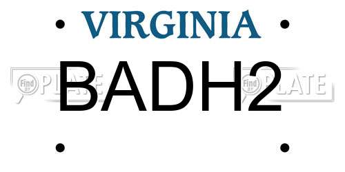 BADH2 Virginia License Plate