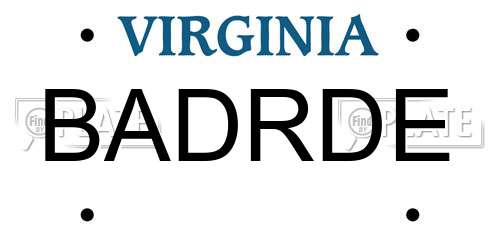 BADRDE Virginia License Plate