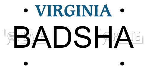 BADSHA Virginia License Plate