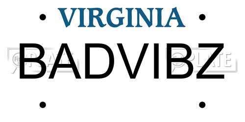 BADVIBZ Virginia License Plate