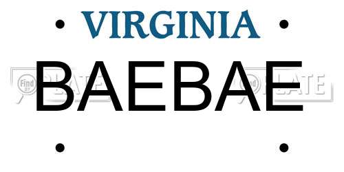 BAEBAE Virginia License Plate