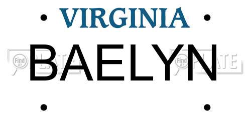 BAELYN Virginia License Plate