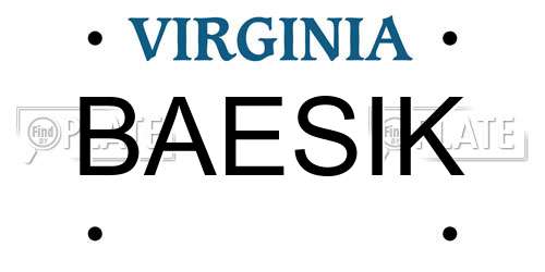 BAESIK Virginia License Plate