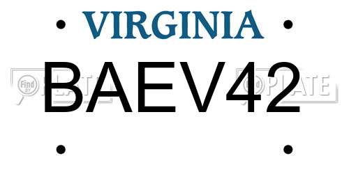 BAEV42 Virginia License Plate