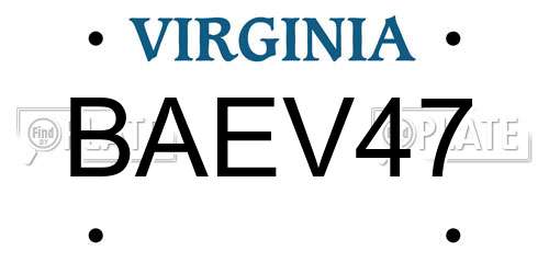 BAEV47 Virginia License Plate